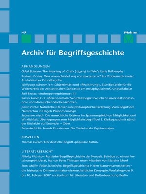 cover image of Archiv für Begriffsgeschichte. Band 49